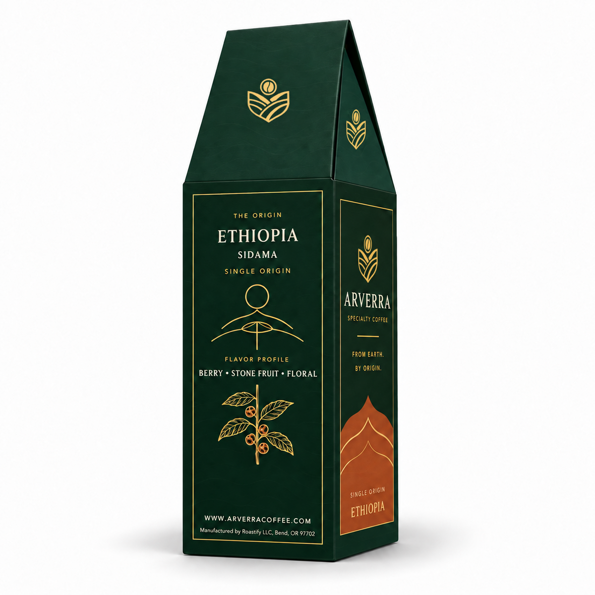 ARVERRA Origin 02 Ethiopia Sidama coffee back and side of the coffee box