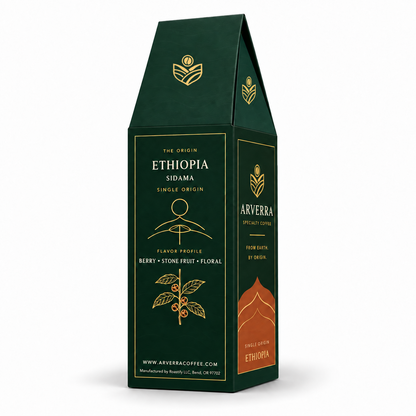 ARVERRA Origin 02 Ethiopia Sidama coffee back and side of the coffee box